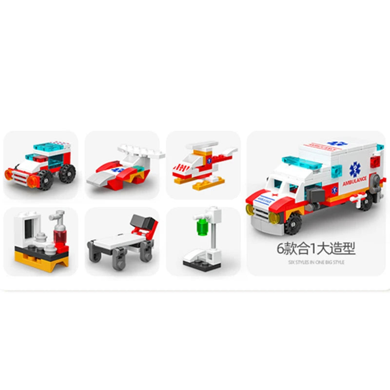 HUIQIBAO – Set 6‑en‑1 Ambulance et Secours City