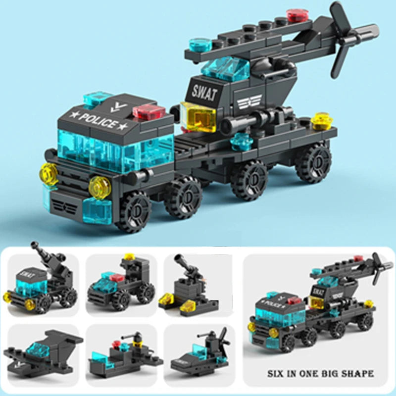 Set 6‑en‑1 Police &amp; Véhicules – City Classic Bricks